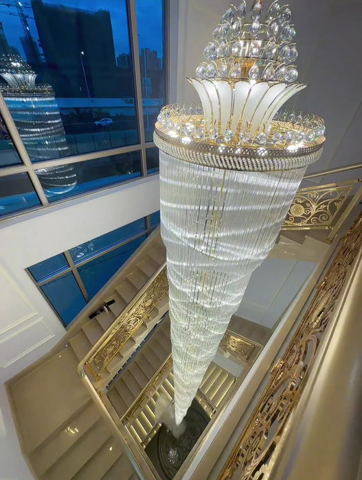 Luxury Extra Long Crystal Chandelier for Villa/Staircase/Foyer