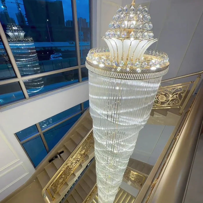 Luxury Crown Top Extra Large Crystal Chandelier for Villa/Staircase/Foyer