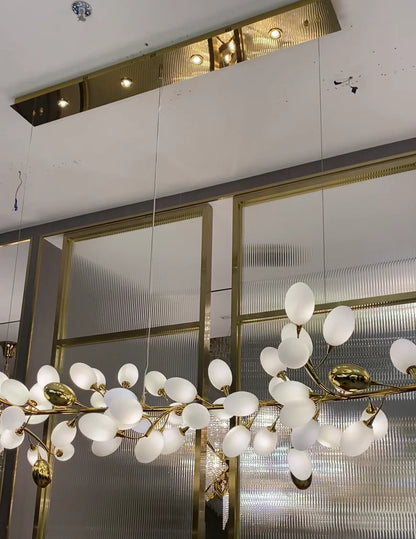 Modern Nordic Creative Art Designer Ring/Linear Pure White Grape Chandelier for Living/Dining Room