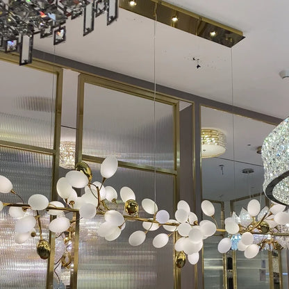 Modern Nordic Creative Art Designer Ring/Linear Pure White Grape Chandelier for Living/Dining Room