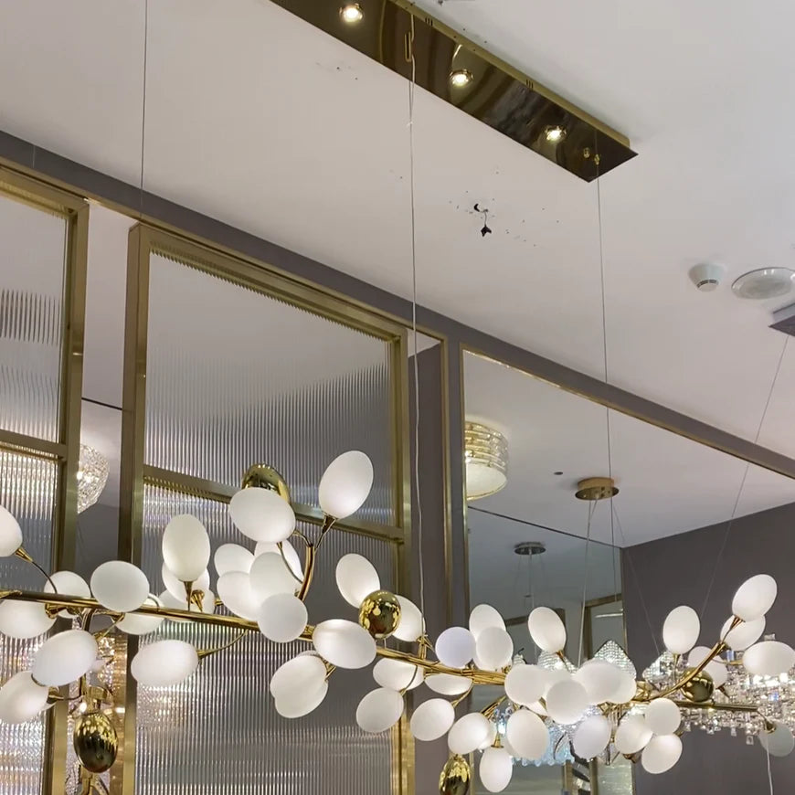 Modern Nordic Creative Art Designer Ring/Linear Pure White Grape Chandelier for Living/Dining Room