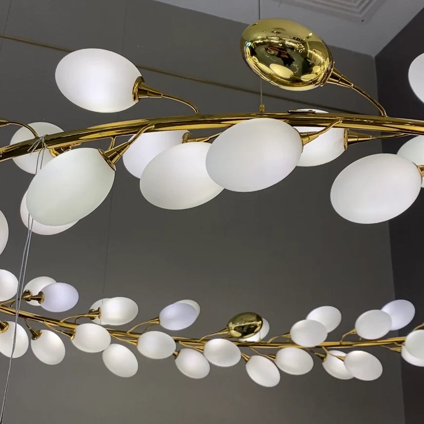 Modern Nordic Creative Art Designer Ring/Linear Pure White Grape Chandelier for Living/Dining Room