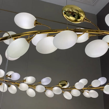 Modern Nordic Creative Art Designer Ring/Linear Pure White Grape Chandelier for Living/Dining Room