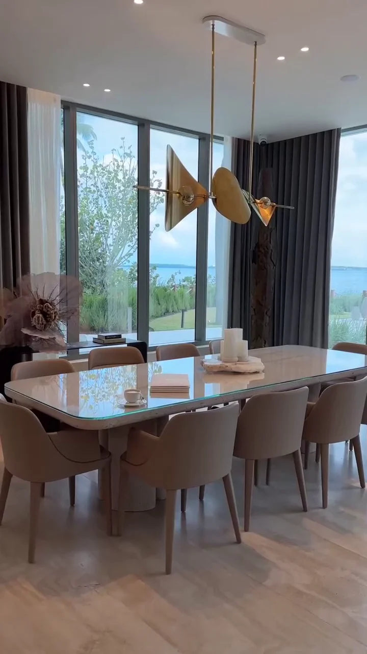 Lustre linéaire minimaliste en laiton pour salle à manger/îlot de cuisine