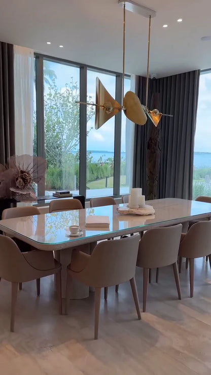 Lustre linéaire minimaliste en laiton pour salle à manger/îlot de cuisine