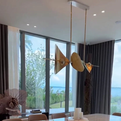 Lustre linéaire minimaliste en laiton pour salle à manger/îlot de cuisine