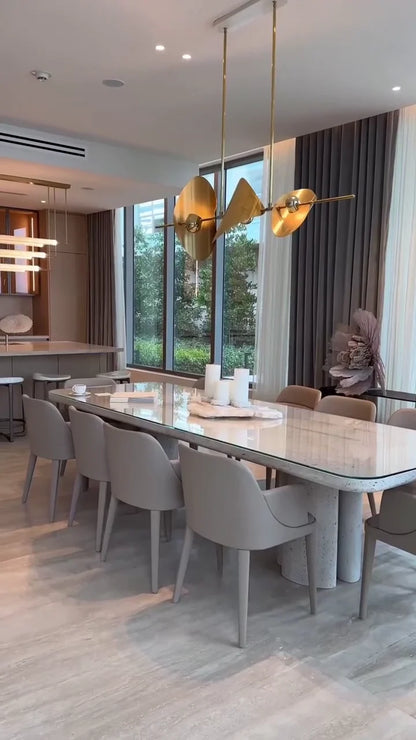 Lustre linéaire minimaliste en laiton pour salle à manger/îlot de cuisine
