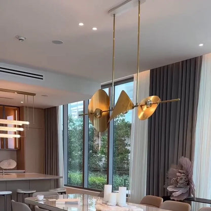 Lustre linéaire minimaliste en laiton pour salle à manger/îlot de cuisine