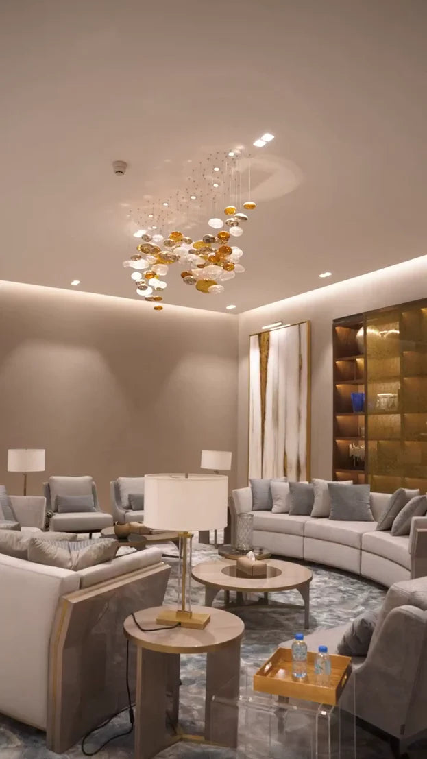 Light Luxury Colorful Glass Floating Chandelier for Living Room