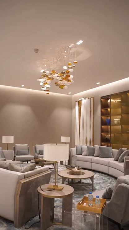 Light Luxury Colorful Glass Floating Chandelier for Living Room