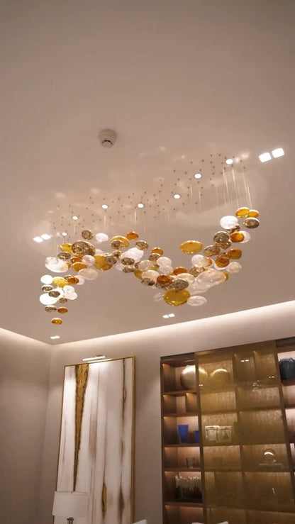 Light Luxury Colorful Glass Floating Chandelier for Living Room