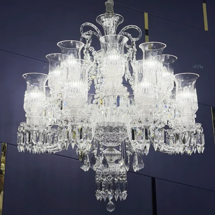 Luxury Elegant Floral Lampshade Crystal Chandelier for Low-ceiling/Apartment