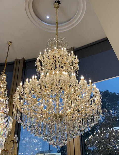 Traditional Clear White Candle Crystal Chandelier for Staircase/Foyer/Living Room/Villa