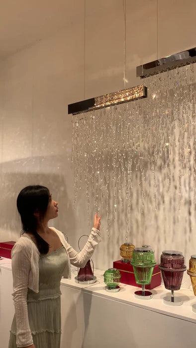 Modern Creative Waterfall Tassel Crystal Chandelier for Dining Room/Kitchen Island