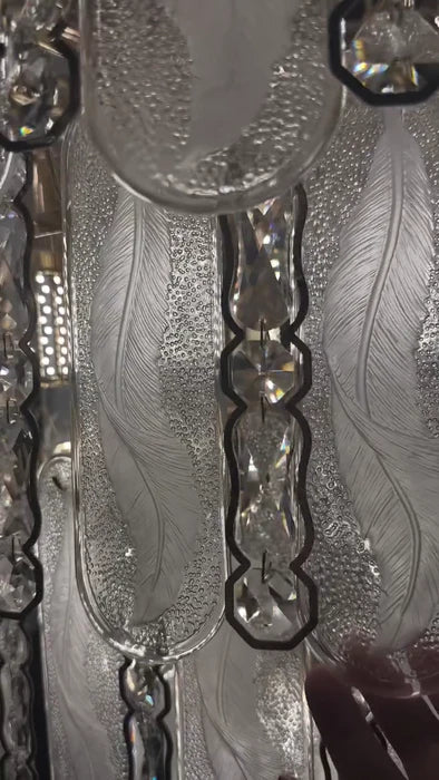 Modern Feather Crystal Chandelier Set in Chrome/Gold Finish for High/Low-ceiling