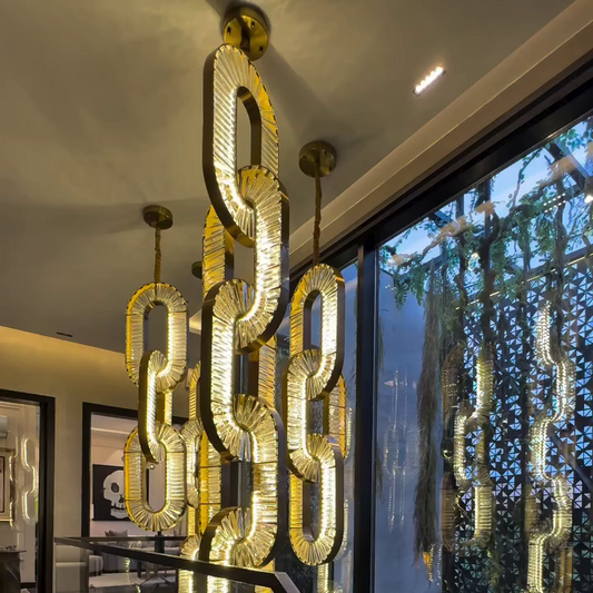 Luxury Crystal Chain Pendant for High Ceilings