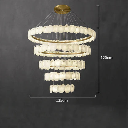 Modern Multi-layer White Marble Chandelier for Staircase/Foyer