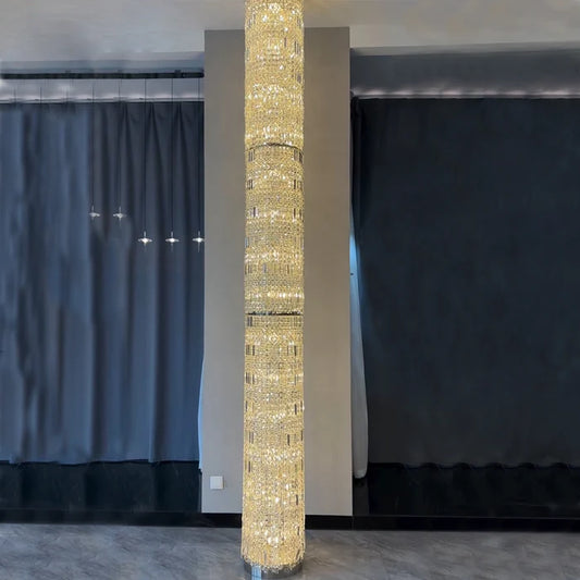 Modern Cylindrical Crystal Chandelier