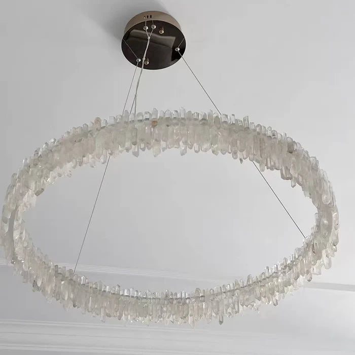 Modern Round Natural Stone Crystal Chandelier