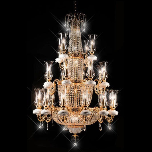 Luxury Empire Multi-tiered Crystal Chandelier for Staircase/Foyer/Villa/Hotel