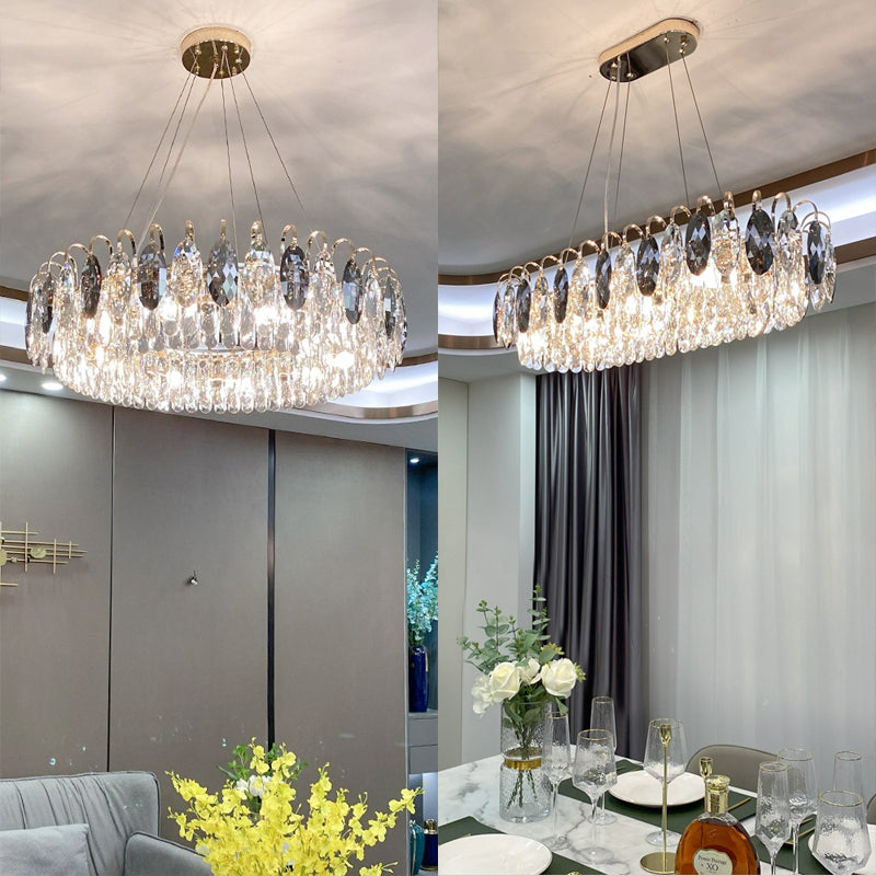 Luxurious K9 Crystal Chandelier in Brass Finish | Modern Ceiling Light Fixtures