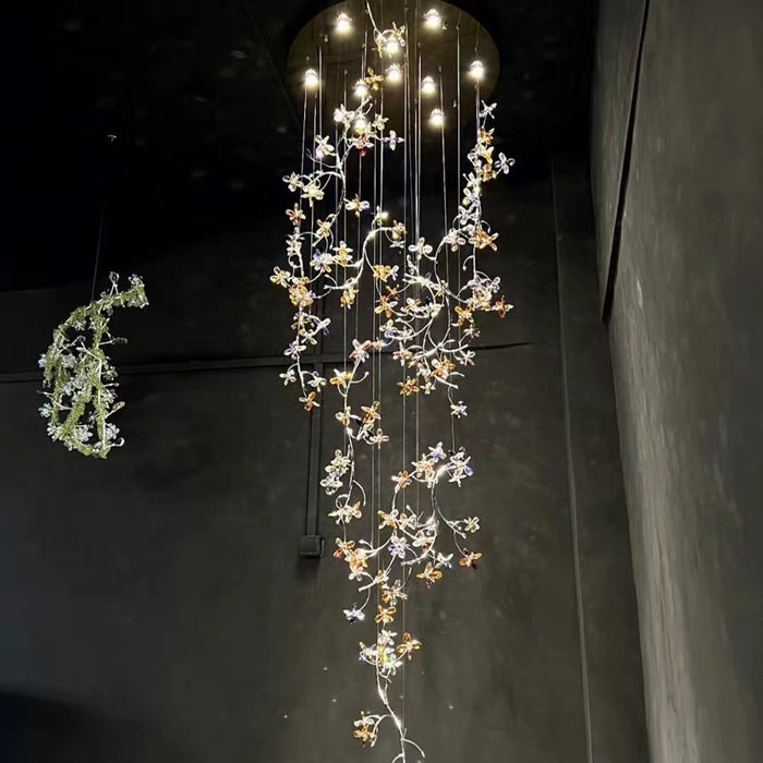 Luxury Branch Flower Crystal Chandelier For High Staircase/Foyer / Hallway