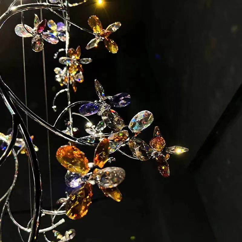 Luxury Branch Flower Crystal Chandelier For High Staircase/Foyer / Hallway