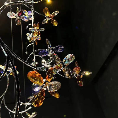 Luxury Branch Flower Crystal Chandelier For High Staircase/Foyer / Hallway