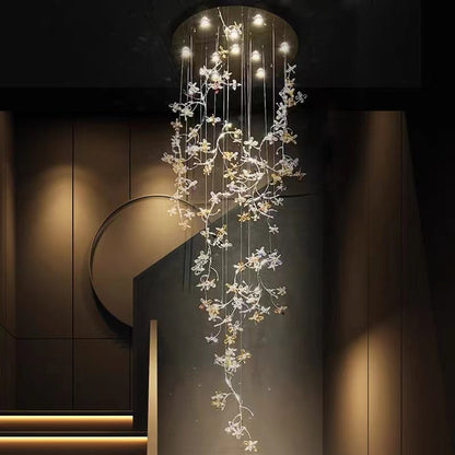 Luxury Branch Flower Crystal Chandelier For High Staircase/Foyer / Hallway