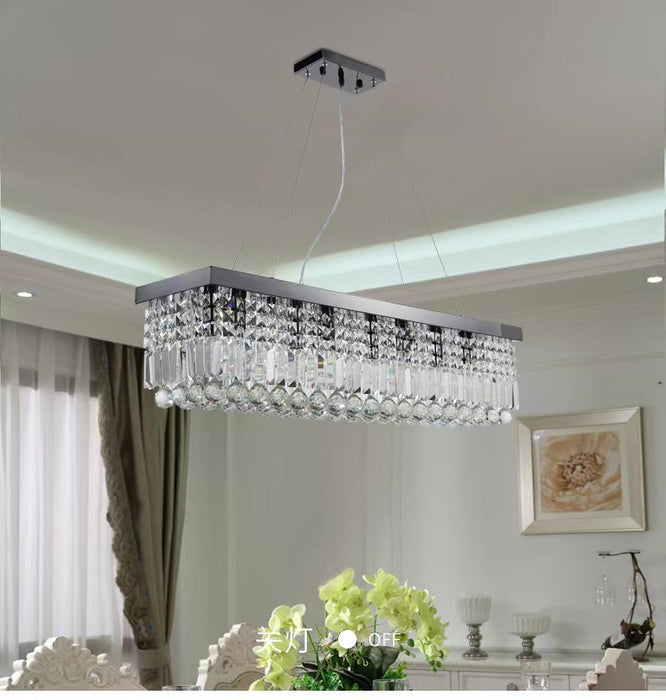Modern Crystal Light Fixtures Retangle Island Chandelier For Kitchen And Dining Room
