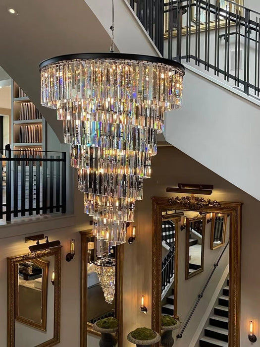 Extra Large Spiral Crystal Chandelier Multi Tiered Round Ceiling Light Restoration Hardware Helix  Elk Home Palatial