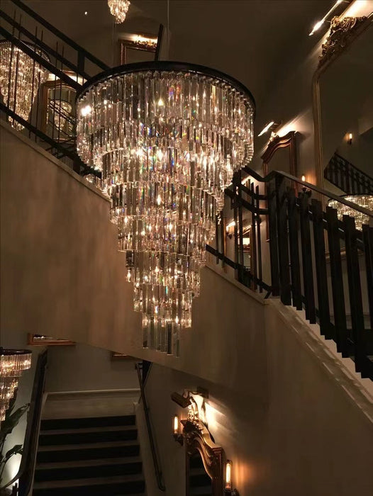 Extra Large Spiral Crystal Chandelier Multi Tiered Round Ceiling Light Restoration Hardware Helix  Elk Home Palatial