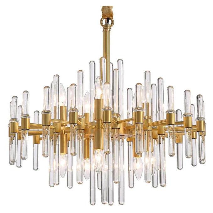 Modern Minimalist Gold Branch Clear Crystal Rods Pendant Chandelier for Living/Dining Room