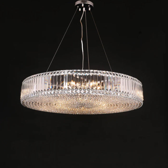 Modern Luxury Tiers Round Crystal Rods Pendant Candle Branch Chandelier for Living/Dining Room