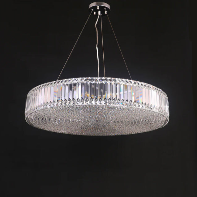 Modern Luxury Tiers Round Crystal Rods Pendant Candle Branch Chandelier for Living/Dining Room