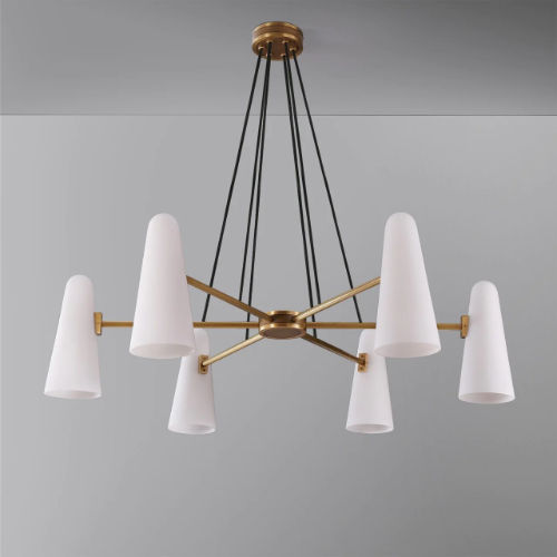 Oversized Modern Minimalist Round Cone Glass Shade Chandelier for Living Room/Dining Room