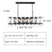 L49.0"*W15.0"*H12.0" Tundra Crystal Rectangular Chandelier,CHANDELIER,chandeliers,pendant,rectangle,ceiling,longg table,crystal,metal,black,minimalist,dining table,dining bar,kitchen bar,kitchen island