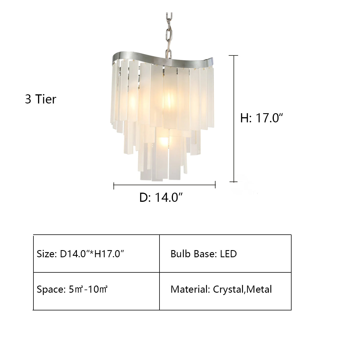3 Tier: D14.0"*H17.0" Roundel Odeon Fringe Crystal Chandelier,chandelier,chandeliers,crystal,spiral,clear crystal,frost crystal,tier,layer,multi-tier,multi-layer,black,chrome,ceiling,chain,oversized,large,huge,big,living room,dining room,bedroom,bedside,dining table,bar,kitchen island