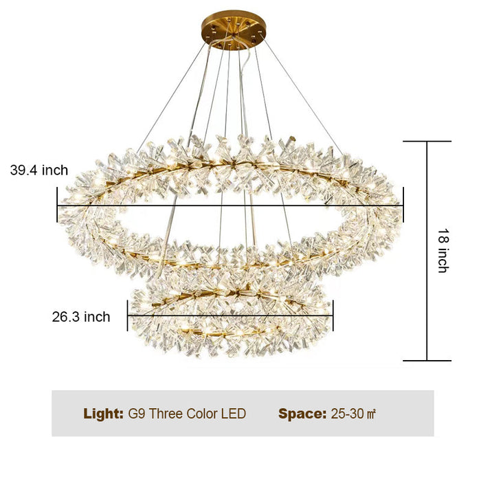 2 Wheel Frozen Ice Crystal Chandelier Light For Living Room Dining Hall