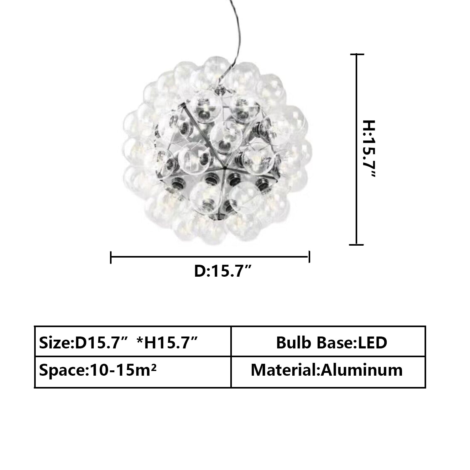 D15.7"*H15.7" chandelier,chandeliers,glass,pendant,aluminum,ball,sphere,round,glass sahde,glass ball,branch,ciling,art,transparent,clear,dining room,living room,kitchen island,bar,dining table,dining bar,kitchen bar,entrys,hallway