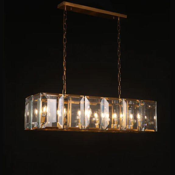 Modern Minimalist Crystal Rectangular Pendant Ceiling Chandelier for Dining Room/Kitchen Island
