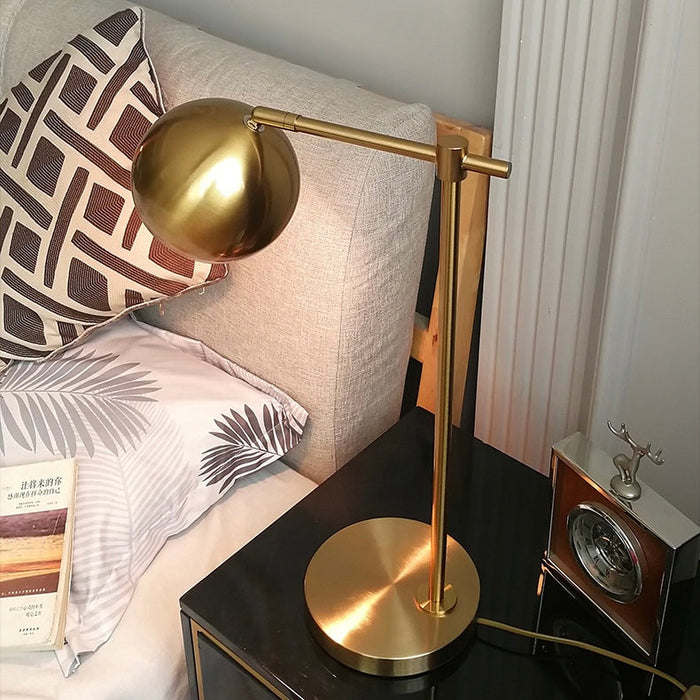 Brass Table Lamps With Round Metal Base Night Light For Bedroom
