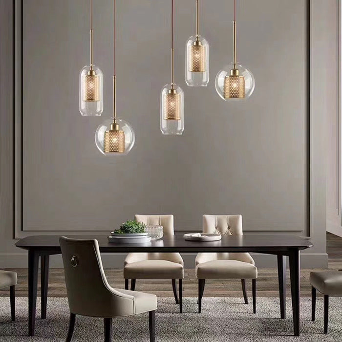Clear Globes Glass 3 Light Pendant Hanging Ceiling Light for Dining Room