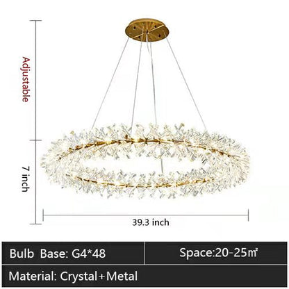 2 Wheel Frozen Ice Crystal Chandelier Light for Living Room Dining Hall