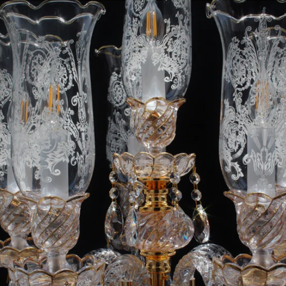 Modern Light Luxury Raindrop Pendant Crystal Shade Candle Table Lamp for Bedside/Living/Dining Room