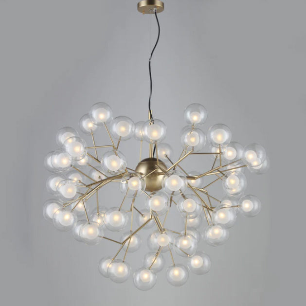 Nordic Metal Branch Glass Shade Pendant Round Chandelier for Living/Dining Room/Entrys