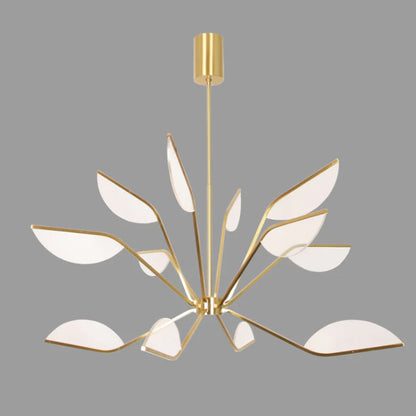 Nordic Minimalist Brass Branch Glass Flower Leaf LED Chandelier for Dining/Living Room