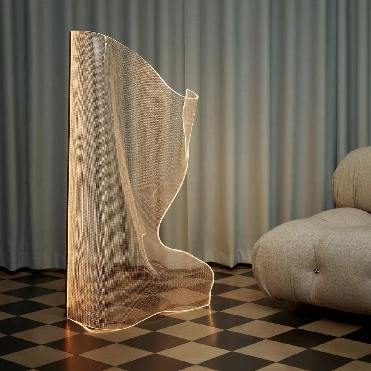 Moden Art Paper Floor Lamp Abstract Acrylic Modern Floor Light for Living Room