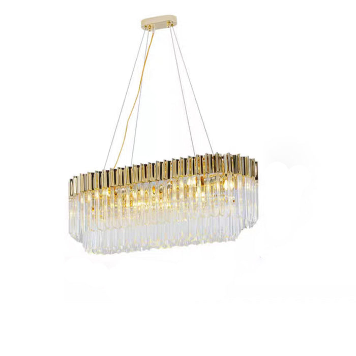 Oversized Golden Round/Oval Crystal Ceiling Chandelier Set for living room and dining room