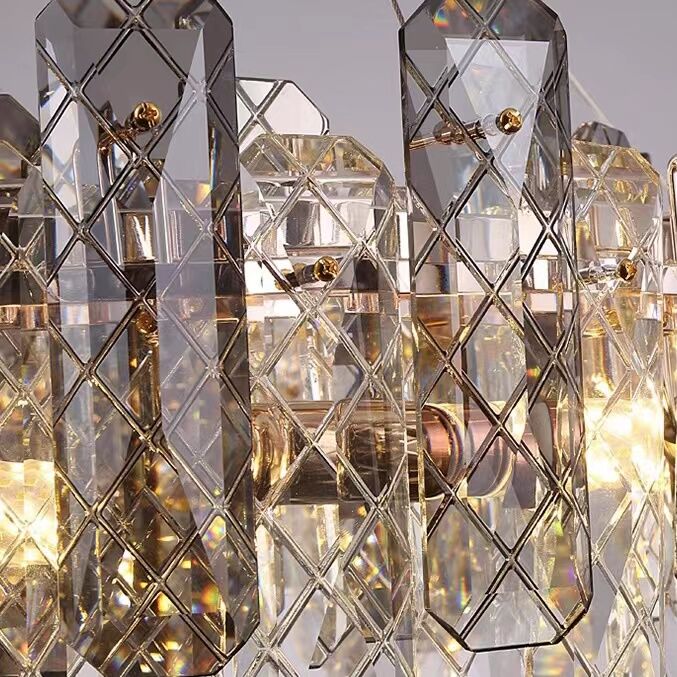 Modern Smoke Gray Crystal Chandelier Gleamy Pendant Light Fixture for Living/ Dining Room/ Bedroom/ Home Office